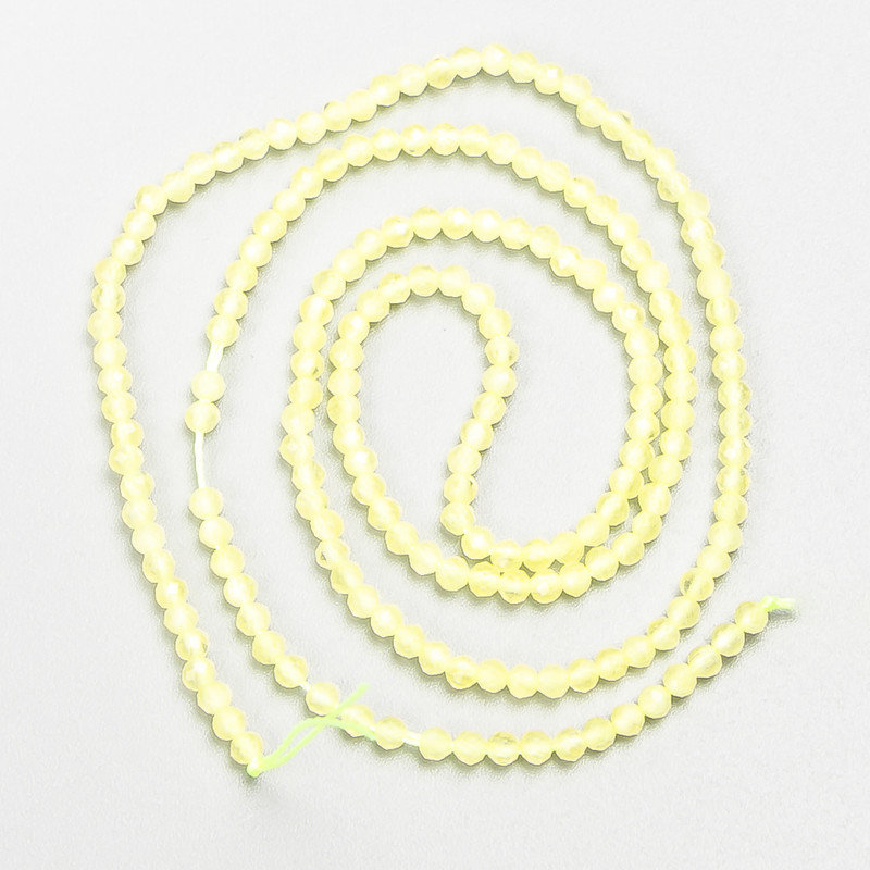 Small Synthetic Spinel Beads, Yellow Faceted Round, Diameter 2mm+/-, on a Thread, Length 37cm