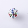 Shambala Bead, White with Coloured Rhinestones, 10mm Diameter, Pack of 9