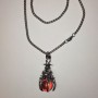 Pendant "Ball in Paw" Orange 40x18mm on Chain, Length 70cm +/- Silver-Toned Metal