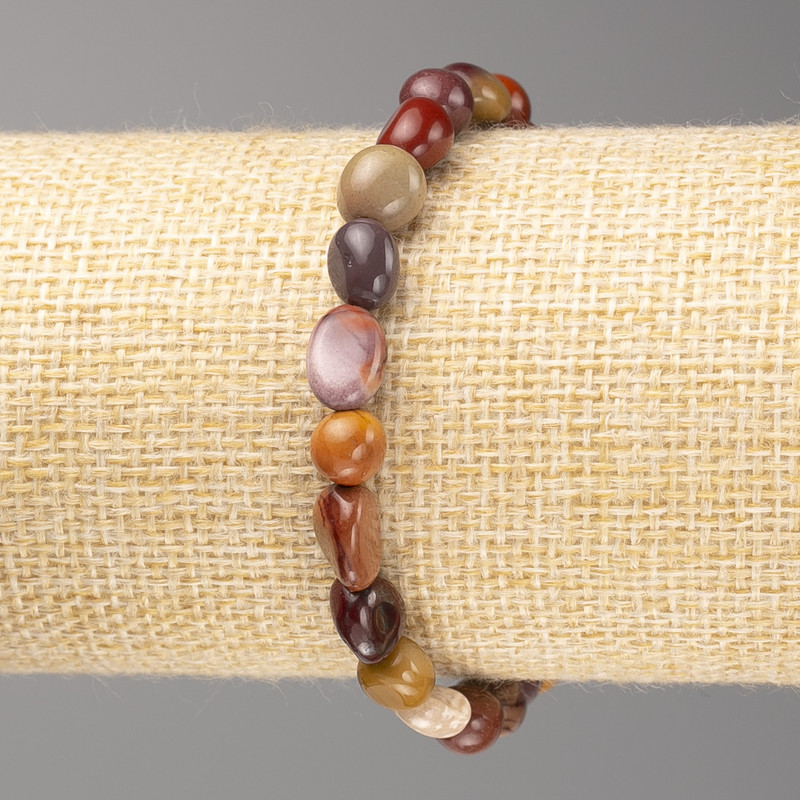 Mookaite Jasper Stone Bracelet, Tumbled, Diameter 7x8mm+/-, on Elastic, Length 18cm+