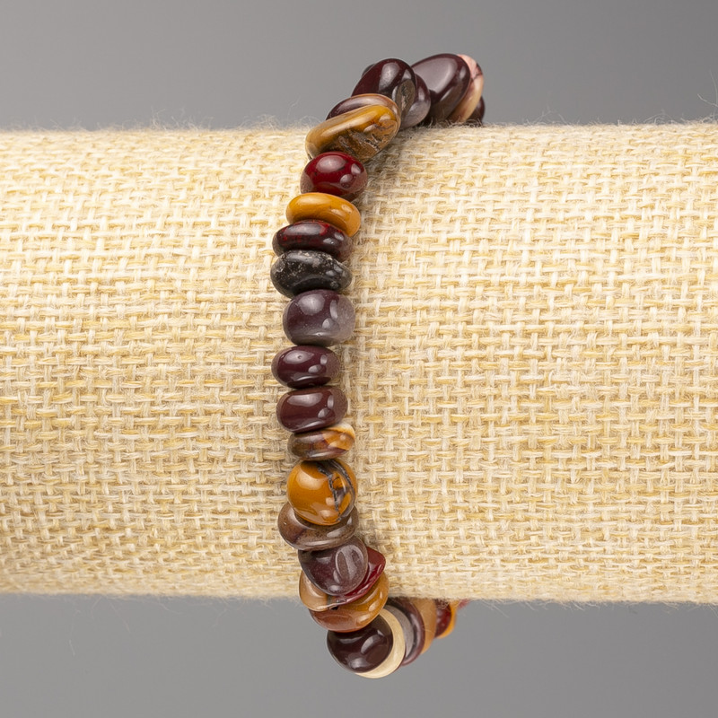 Mookaite Jasper Stone Bracelet, Tumbled, Diameter 6x9mm+/-, on Elastic, Length 18cm+