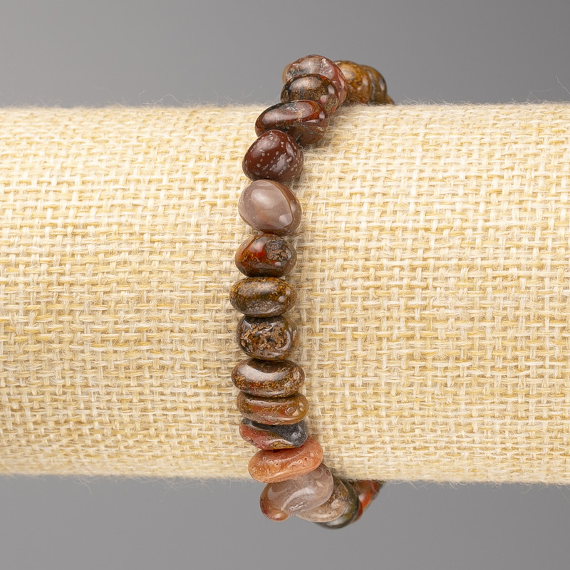 Assorted Jasper Stone Bracelet, Tumbled, Diameter 8x10mm+/-, on Elastic, Length 18cm+