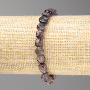 Charoite Stone Bracelet, Tumbled, Diameter 8x8mm+/-, on Elastic, Length 18cm+