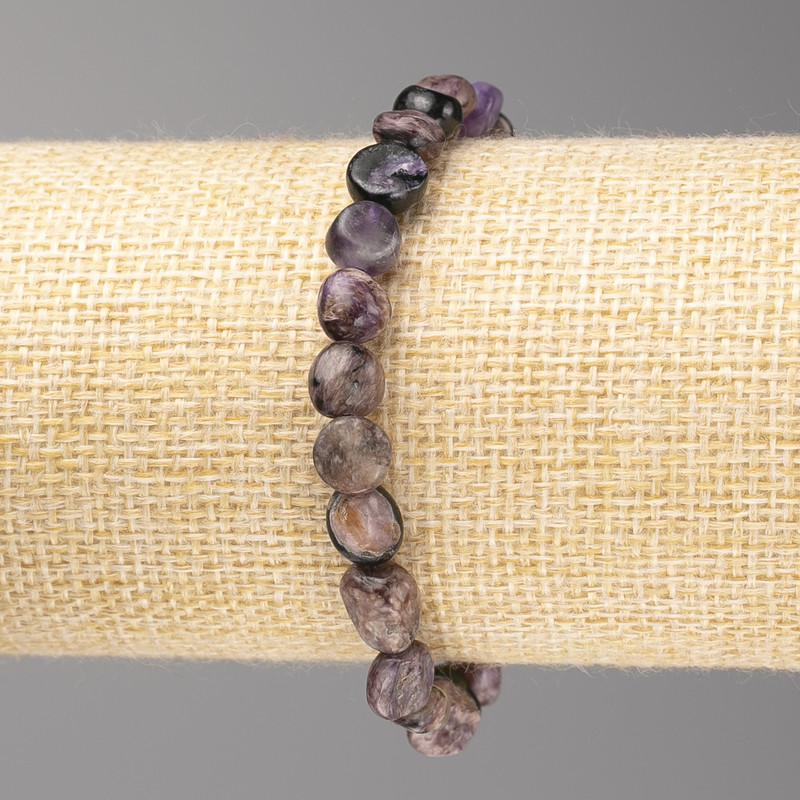 Charoite Stone Bracelet, Tumbled, Diameter 8x8mm+/-, on Elastic, Length 18cm+