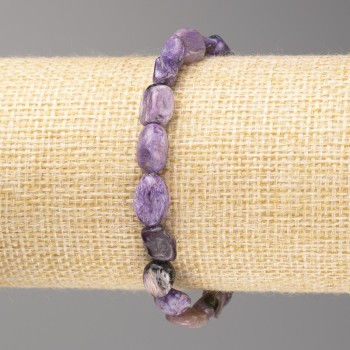 Charoite Stone Bracelet, Tumbled, Diameter 8x12mm+/-, on Elastic, Length 18cm+