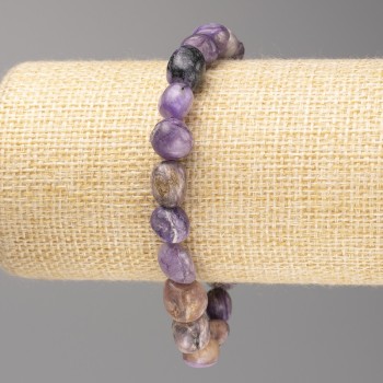 Charoite Stone Bracelet, Tumbled, Diameter 10x12mm+/-, on Elastic, Length 18cm+