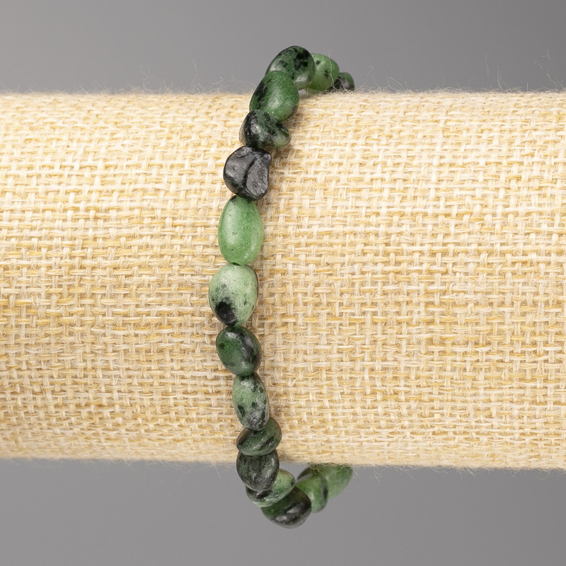 Zoisite Stone Bracelet, Tumbled, Diameter 6x10mm+/-, on Elastic, Length 18cm+