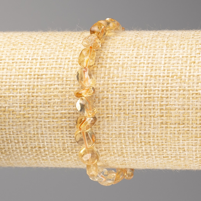 Citrine Stone Bracelet, Tumbled, Diameter 7x7mm+/-, on Elastic, Length 18cm+