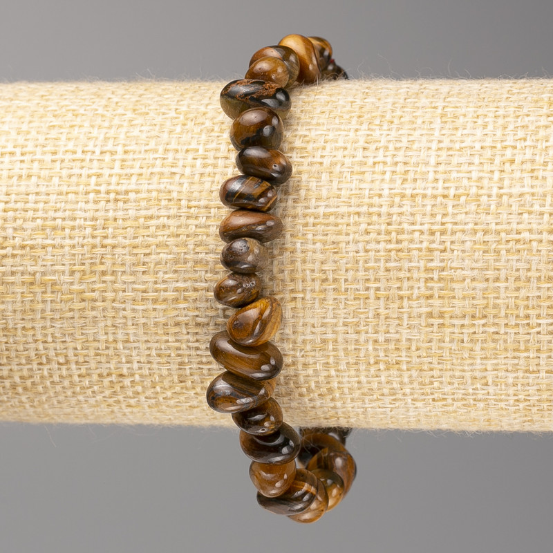 Tiger's Eye Stone Bracelet, tumbled, diameter 6x9mm+/- on elastic, length 18cm+