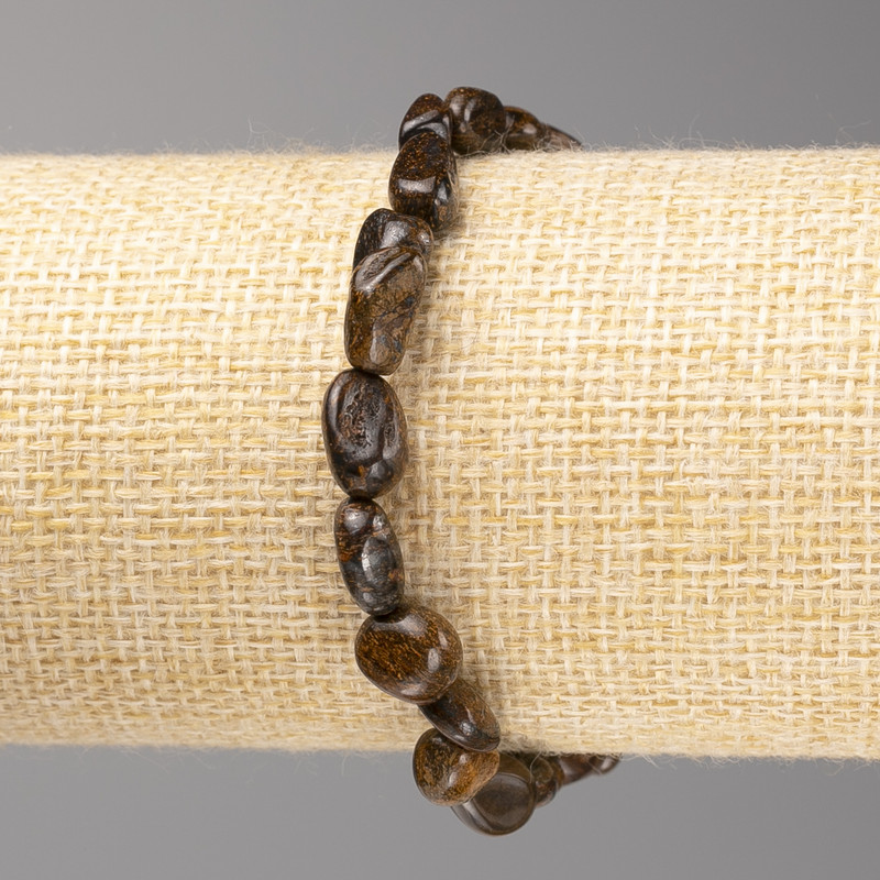 Bronzite Tumbled Stone Bracelet, diameter 7x7mm+/-, on elastic band, length 18cm+