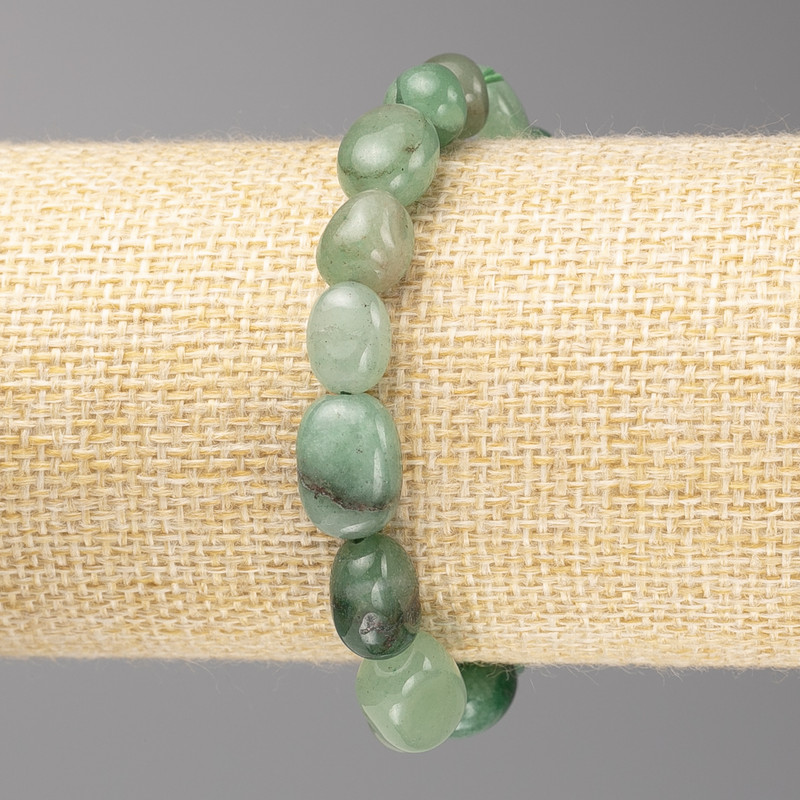 Jade Stone Bracelet, Tumbled, Diameter 8x12mm +/-, on Elastic, Length 18cm+