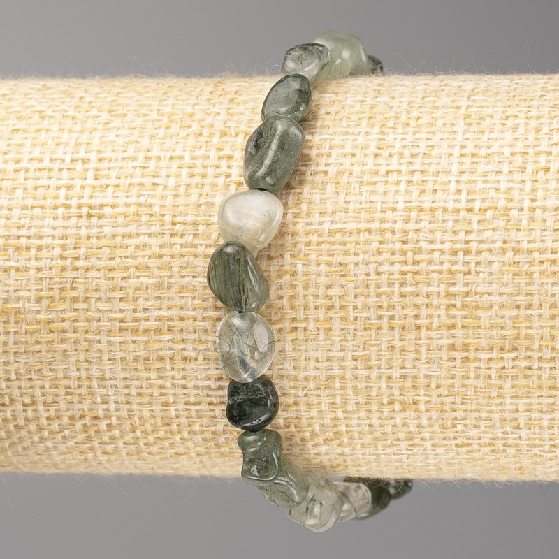 Rutilated Quartz Bracelet, tumbled beads, diameter 8x8mm+-, on elastic, length 18cm+