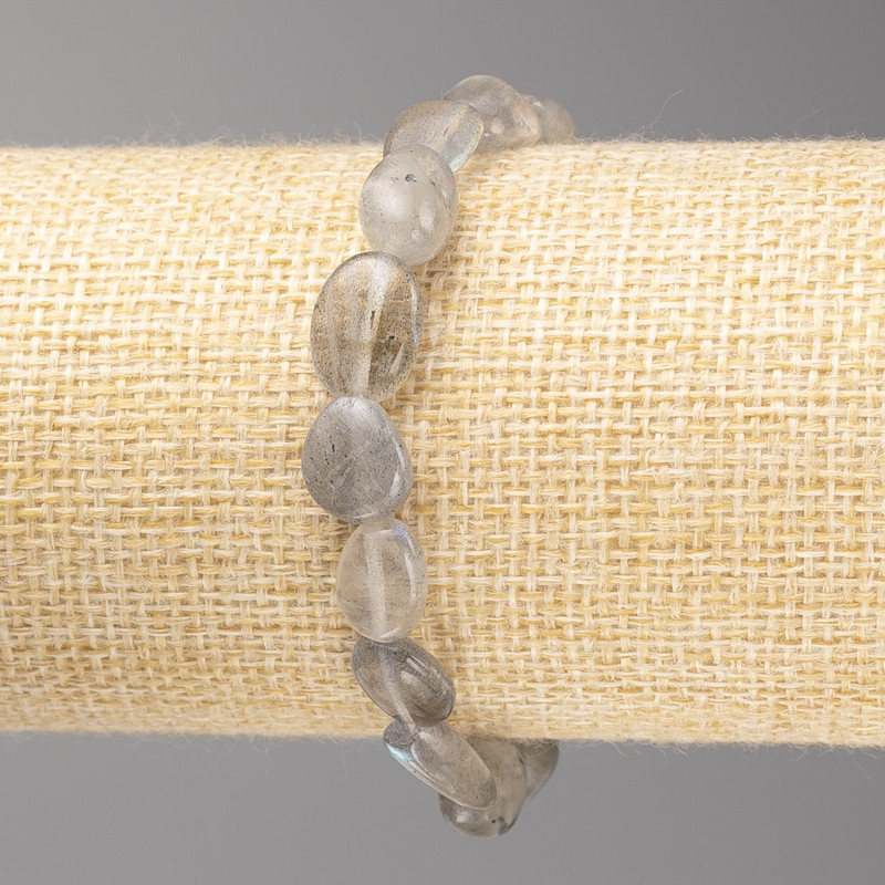 Labradorite Tumbled Stone Bracelet, diameter 10x12mm+/-, on elastic band, length 18cm+