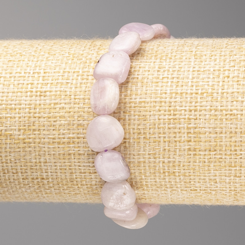 Kunzite Stone Bracelet, tumbled beads, diameter 10x13mm+-, on elastic, length 18cm+