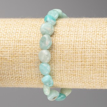 Amazonite Stone Bracelet, Tumbled, Diameter 10x10mm +/-, on Elastic, Length 18cm+