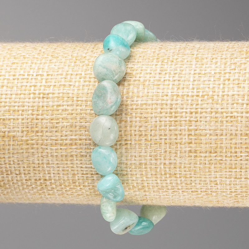 Amazonite Stone Bracelet, Tumbled, Diameter 10x10mm +/-, on Elastic, Length 18cm+