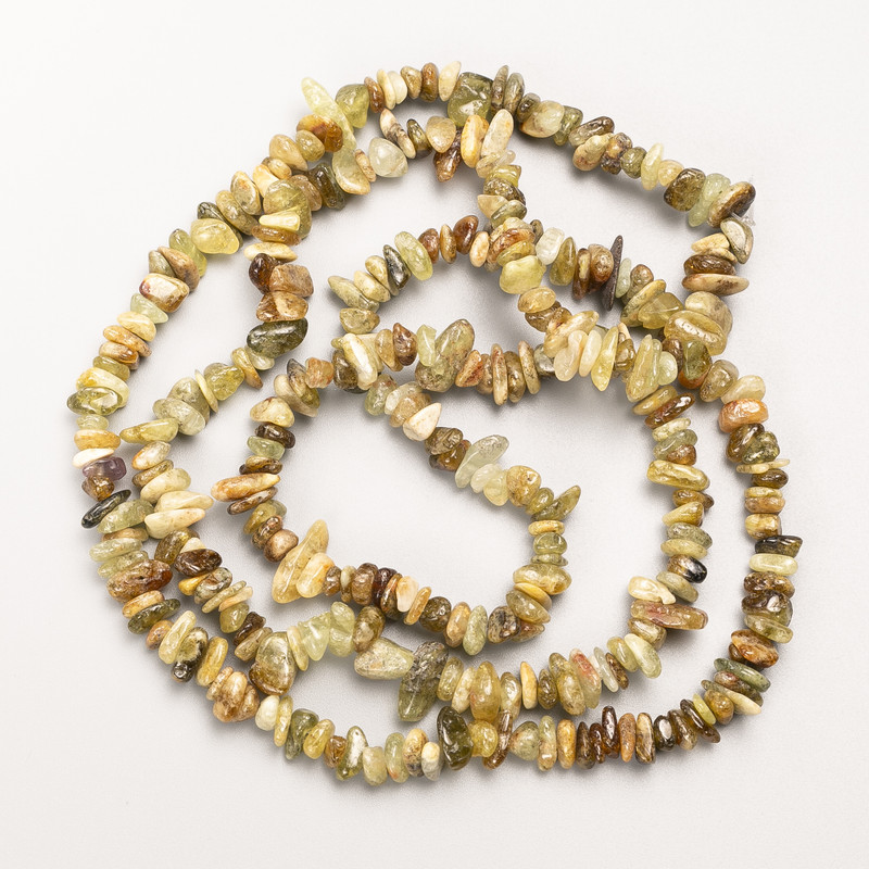 Grossular Garnet Natural Stone Chip Beads on Fishing Line, Diameter 7x3mm+/-, Length 82cm+