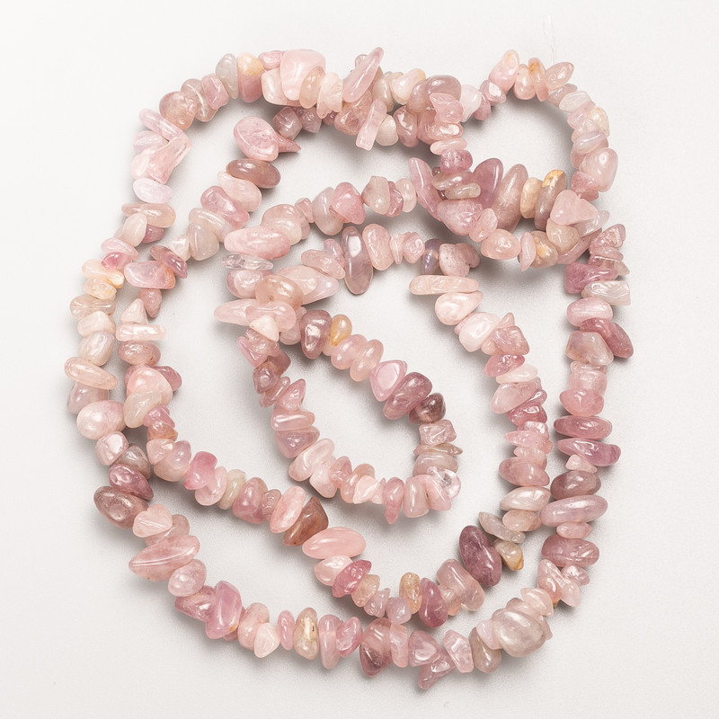 Tourmalinated Quartz Natural Stone Chip Beads on Fishing Line, Diameter 8x3mm+/-, Length 80cm+