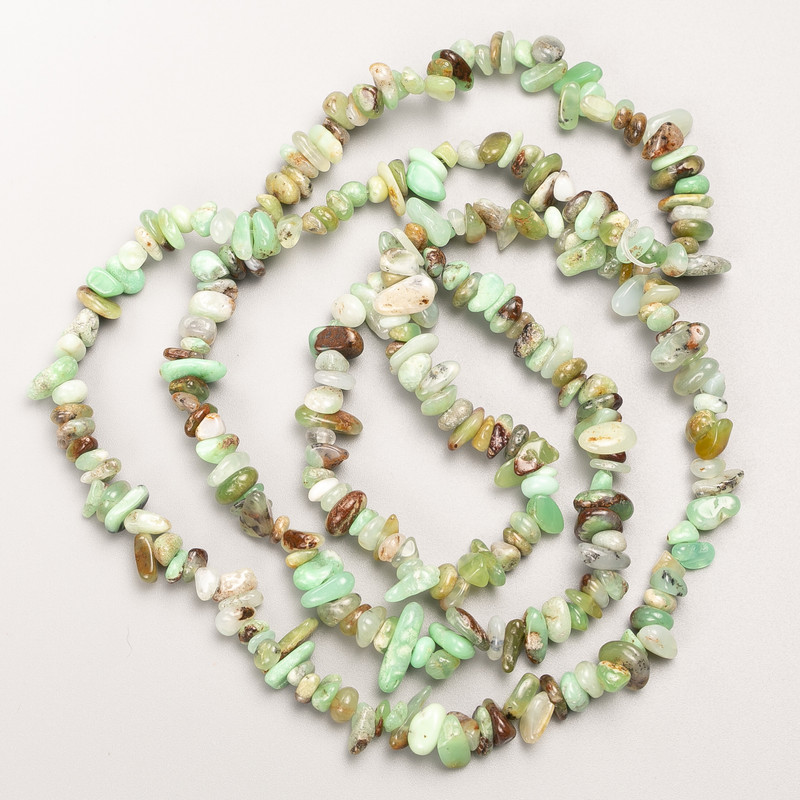 Chrysoprase Natural Stone Chip Beads on Fishing Line, Diameter 7x3mm+/-, Length 80cm+