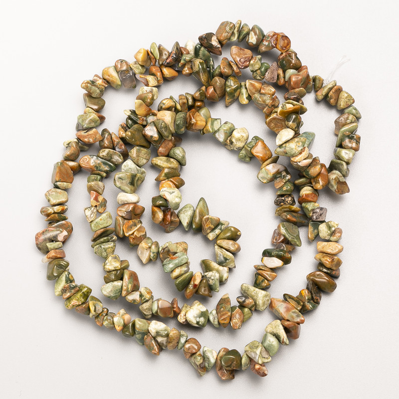Multicolour Jasper Natural Stone Chip Beads on Fishing Line, Diameter 8x3mm+/-, Length 86cm+