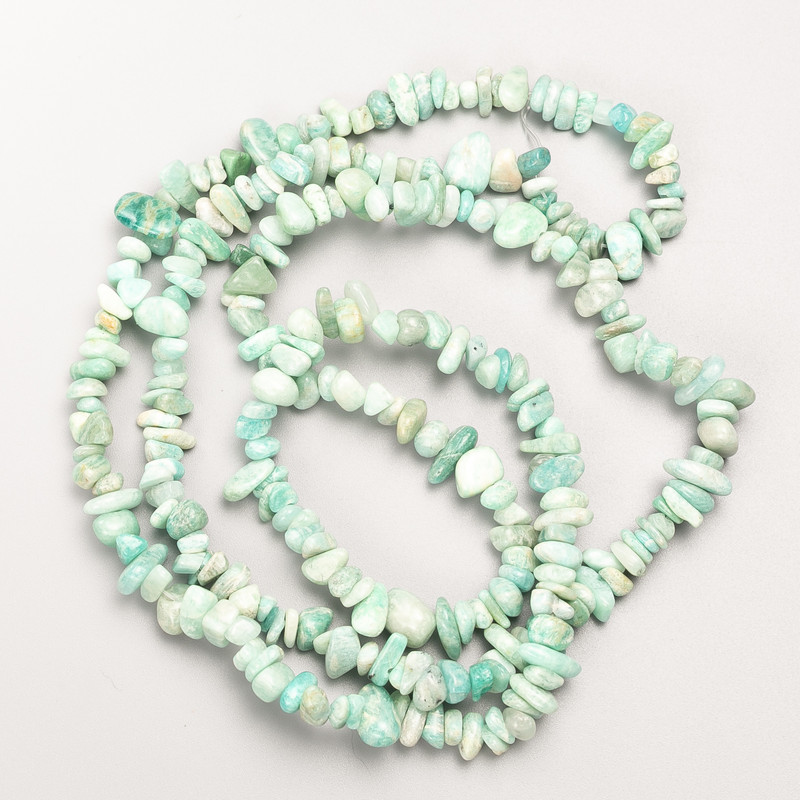 Amazonite Beads, Natural Stone Chips on Fishing Line, Diameter 7x3mm+/-, Length 82cm+