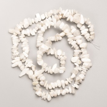 Adularia Beads, Natural Stone Chips on Fishing Line, Diameter 8x4mm+/-, Length 80cm+