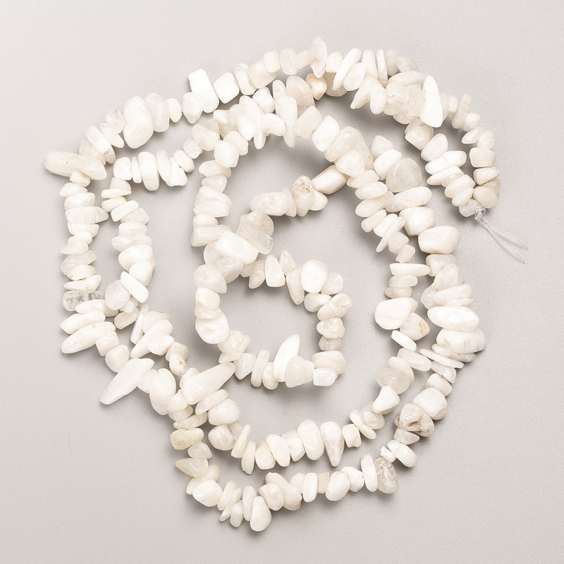 Adularia Beads, Natural Stone Chips on Fishing Line, Diameter 8x4mm+/-, Length 80cm+