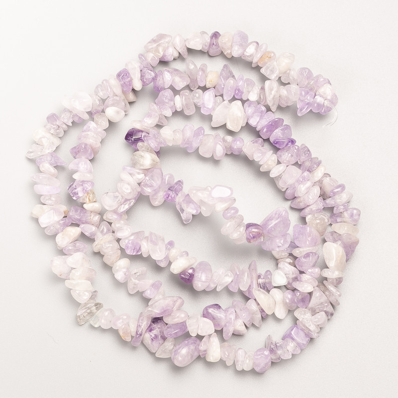 Amethyst Beads, Natural Stone Chips on Fishing Line, Diameter 8x3mm+/-, Length 80cm+