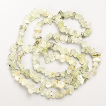 Prehnite beads natural stone chip on a thread, approx. 9×4 mm ±, length 82 cm +