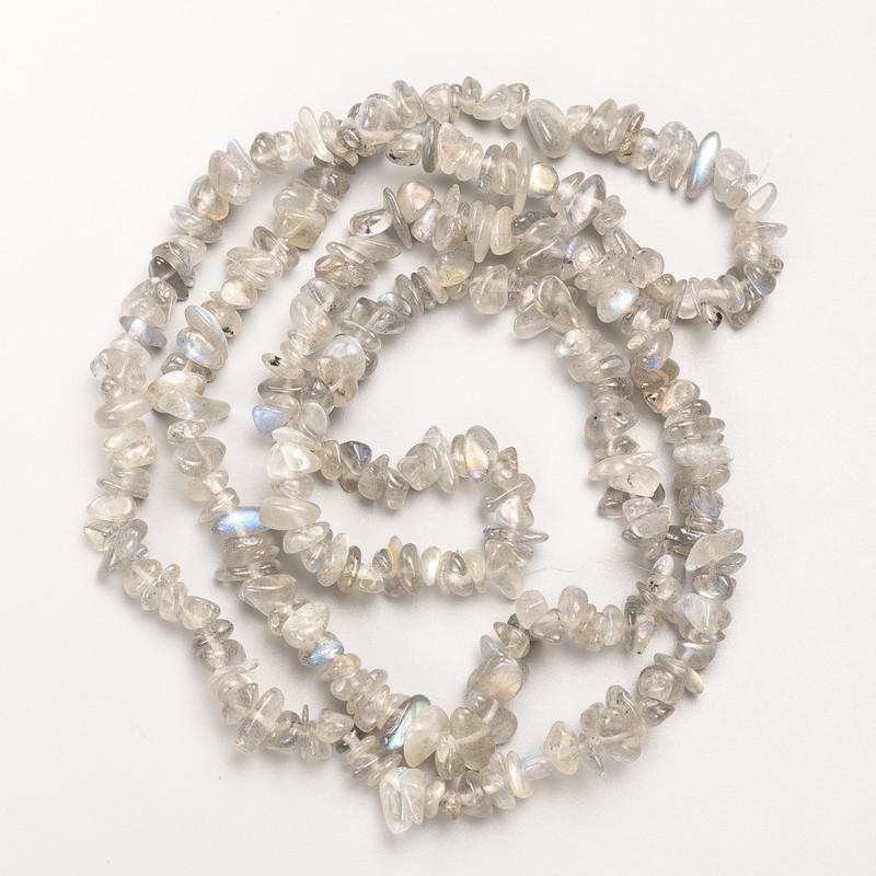 Labradorite Natural Stone Chip Beads on a Strand, Diameter 7x3mm+-, Length 80cm+