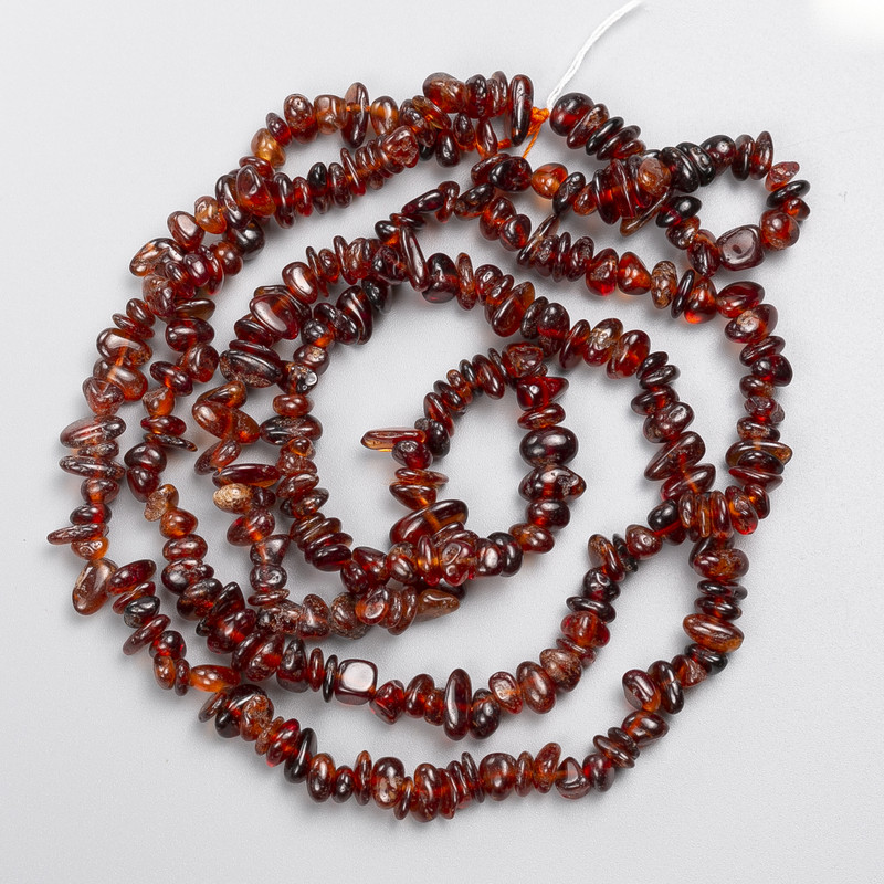 Garnet Hessonite Natural Stone Beads, Chips on Fishing Line, diameter 6x3mm+/-, length 84cm +