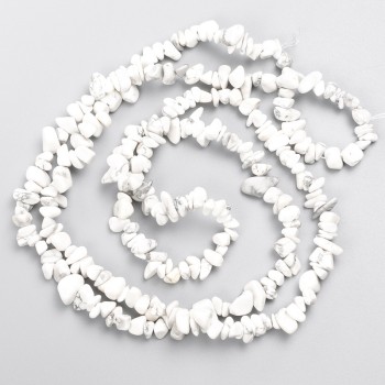 Cacholong Natural Stone Beads, Chips on Fishing Line, diameter 6x3mm+/-, length 82cm +