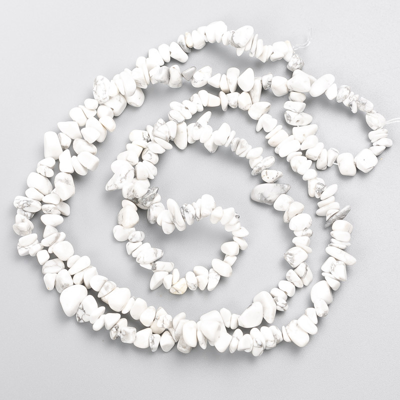 Cacholong Natural Stone Beads, Chips on Fishing Line, diameter 6x3mm+/-, length 82cm +