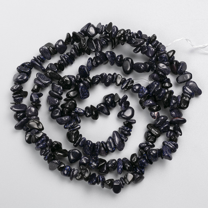 Aventurine Night of Cairo Natural Stone Beads, Chips on Fishing Line, diameter 8x3mm+/-, length 80cm +