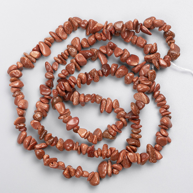 Aventurine Golden Sand (Synthetic) Beads, Chips on Fishing Line, diameter 8x3mm+/-, length 80cm +
