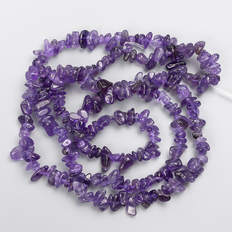 Amethyst Beads, Natural Stone Chips on Fishing Line, diameter 8x3mm+/-, length 82cm +