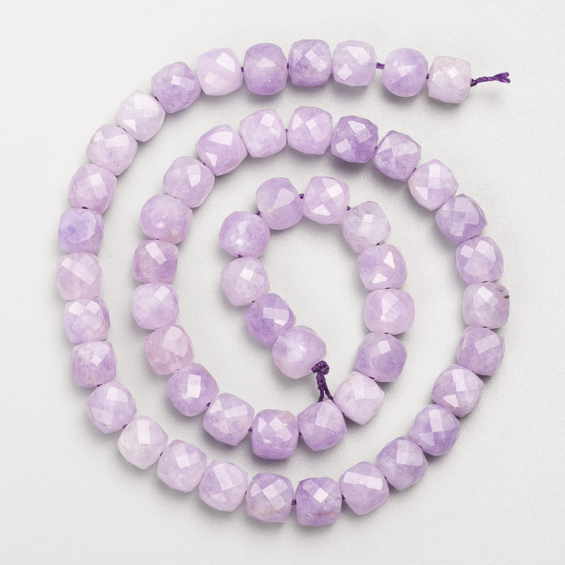 Lavender Amethyst Beads, Natural Stone Faceted Cube on a Strand, Diameter 7mm+/-, Length 38cm+