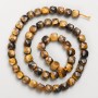 Tiger's Eye Natural Stone Faceted Cube Beads on Thread, diameter 7mm+/-, length 39cm+