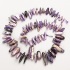 Charoite Natural Stone "Needle" Chip Beads on Thread, diameter 25x3-12x2mm+/-, length 41cm+/- with seed beads, diameter 3mm