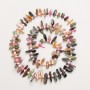Tourmaline Natural Stone "Needle" Chip Beads on Thread, diameter 14x4-7x2mm+/-, length 40cm+/- with seed beads, diameter 3mm