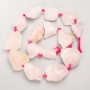 Rose Quartz Beads, raw natural stone, tumbled, on thread, d 22x26mm+/-, length 43cm+
