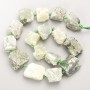 Prehnite Beads, raw natural stone, tumbled, on thread, d 20x25mm+/-, length 40cm+