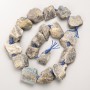 Labradorite Beads, raw natural stone, tumbled, on thread, d 20x25mm+/-, length 41cm+