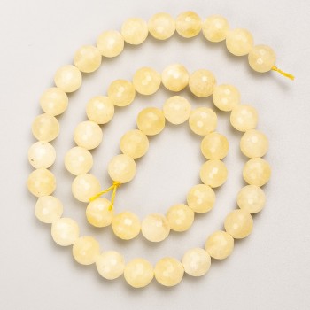 Citrine Beads, natural stone, faceted round, on thread, diameter 8mm+/-, length 38cm+
