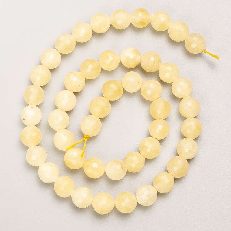 Citrine Beads, natural stone, faceted round, on thread, diameter 8mm+/-, length 38cm+