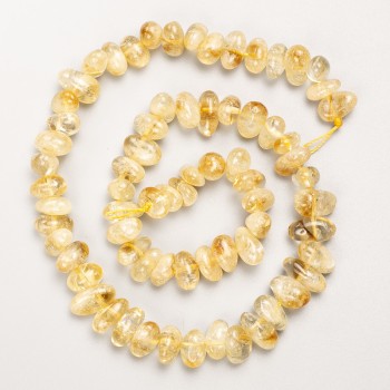 Citrine Beads, natural stone, tumbled, on thread, d 8x5mm+/-, length 41cm+