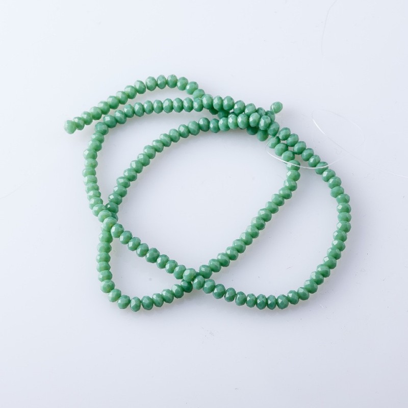 Beads Czech Crystal on thread matte "green peas", diameter 3.5 mm 38-40 cm