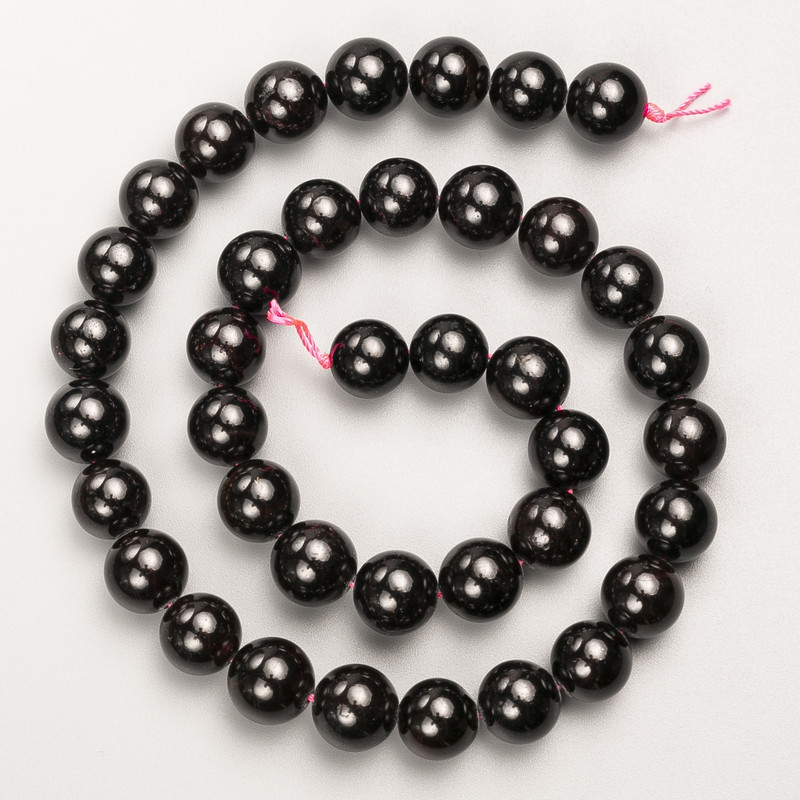 Garnet Beads, natural stone, smooth round, on thread, diameter 10mm+/-, length 38cm+