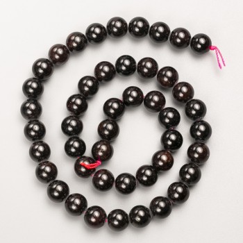 Garnet Beads, natural stone, smooth round, on thread, diameter 9mm+/-, length 39cm+