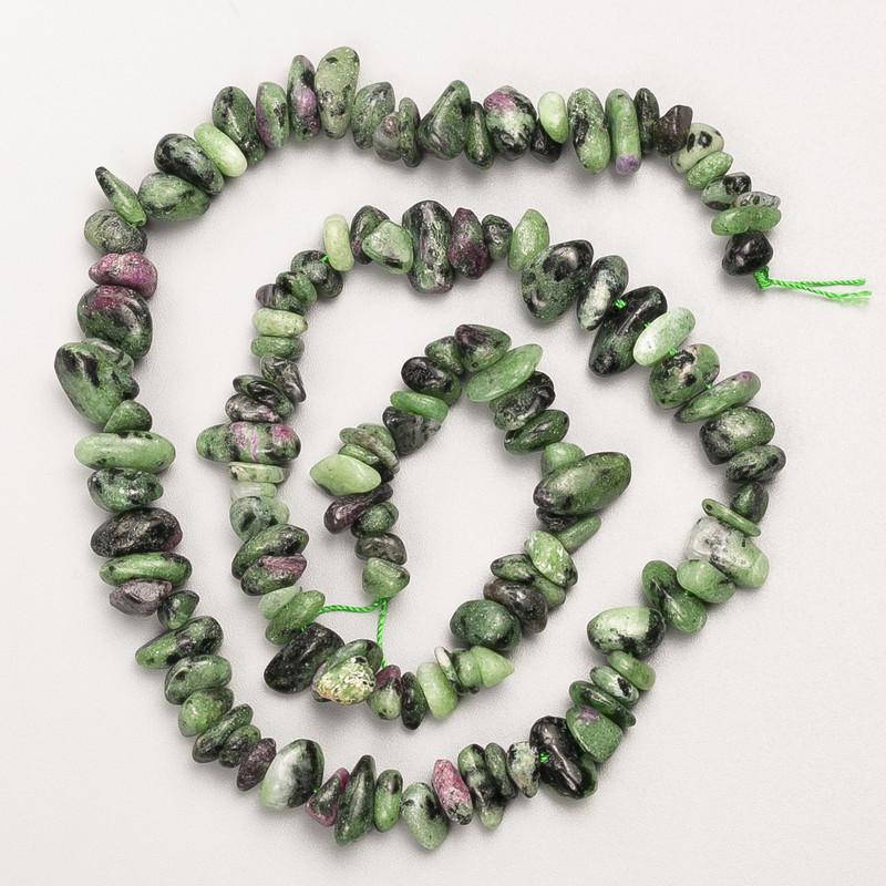 Zoisite Beads, Natural Stone, Chip on Thread, d 7x3mm+/-, Length 41cm+